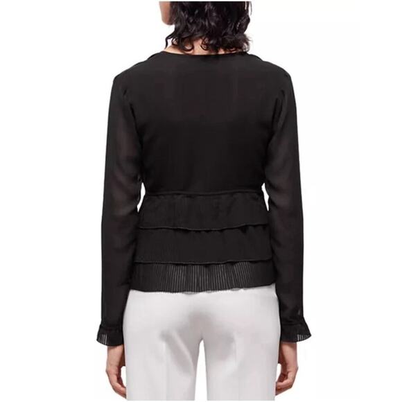 NWT The Kooples Black Pleated V-Neck Top Size XS $215 - Picture 3 of 10